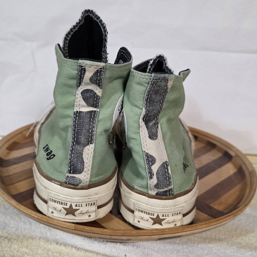 Converse Chuck Taylor All Star High Custom Green Cow 6 Mens Women's 8 No Laces - Picture 10 of 16
